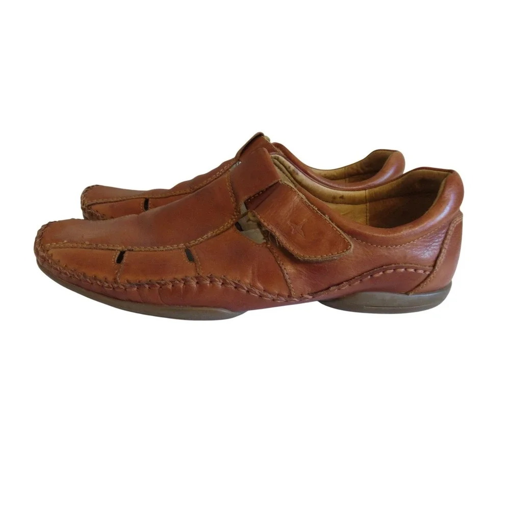 Pikolinos Mens‎ Tan Leather Fisherman Sandals EU 42 US 9 Whipstitch Loafers